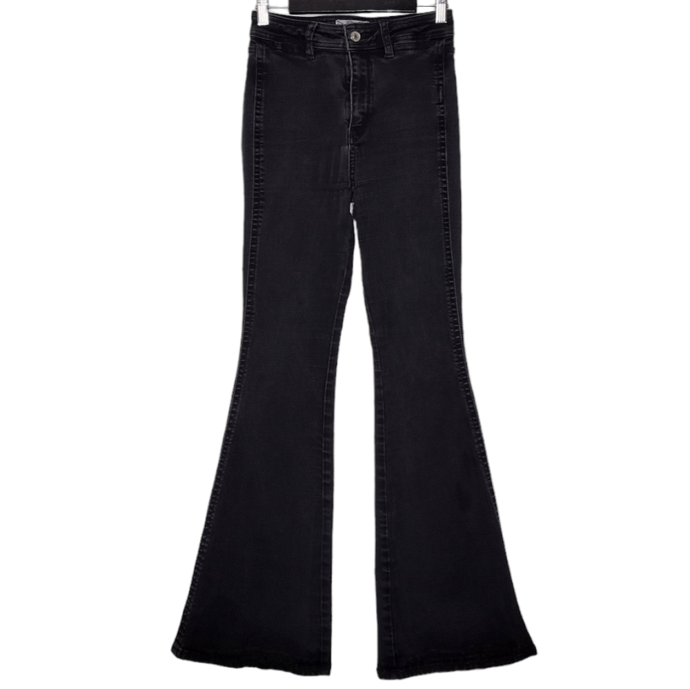 Free People Black High-Waist Flare Jeans